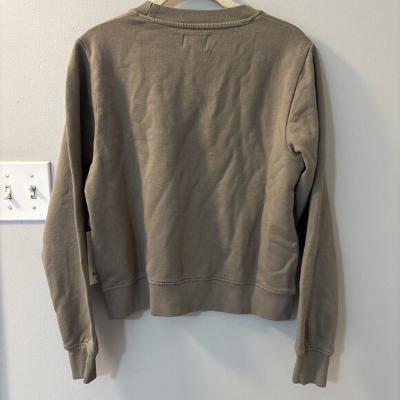 NWT MATE the Label Organic Fleece Shrunken Crew Neck Sweatshirt PBL Taupe Brown - Picture 2 of 7